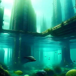 futuristic city under water