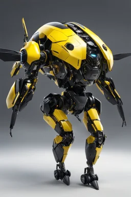 Yellow and black robotic bee from the future with armor