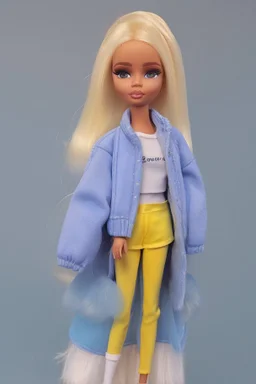 blank face barbie in a yellow and blue box