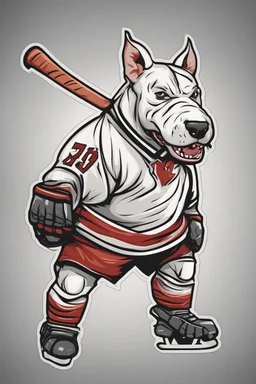 angry bull terrier hockey logo, thick lines, vector