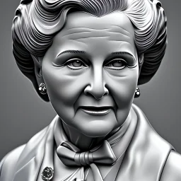 Photo real Mrs doubtfire sculpture in marble ornately & intricately carved