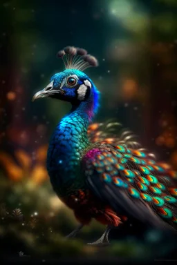 the peacock that could trigger epilepsi, rockstar portrait, photo-realistic, shot on Hasselblad h6d-400c, zeiss prime lens, bokeh like f/0.8, tilt-shift lens 8k, high detail, smooth render, down-light, unreal engine 5, cinema 4d, HDR, dust effect,, smoke