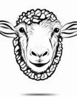 I want a goat head in vector black and white white background