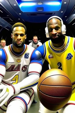 lebron james in space with steph curry