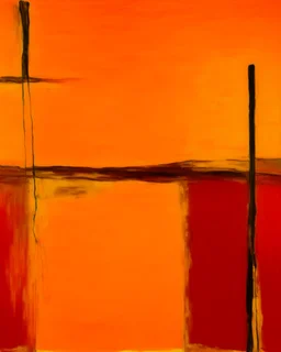 A yellow peak with torii gates in daylight painted by Mark Rothko