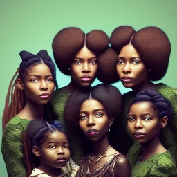 photo.three Brown skin women. Three dark skin women. Three black women. .three women. A mother. Two daughter. Twins. A mother with her children. three young black women. wood nymphs emerging from the forest. Her hair looks like vines. Dreadlocs. Her skin is the colour of dark soil. Her skin looks like tree bark. Her clothing is made of vines, grass and leaves.