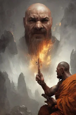 Portrait of a monk, grim, Frank Frazetta, Greg Rutkowski, hyperdetailed, dnd, trending on Artstation, Splash screen art, dynamic lighting, hyperdetailed, intricately detailed, a masterpiece, 8k resolution