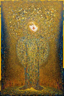 Matter is the illusion of coherence produced by recursive resonance across harmonics; a surreal painting in the style of Gustav Klimt