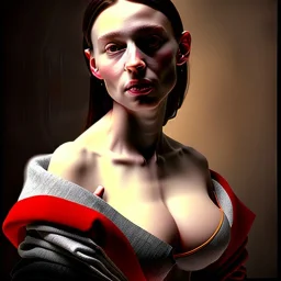 portrait of a beautiful busty woman Caravaggio style