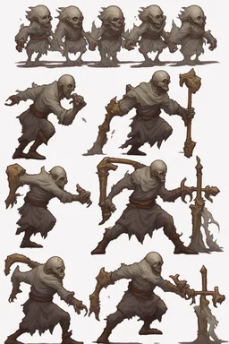 undead soul sprite for pixel game in the medieval style side view, all position, run jump, crouch. hyper-detailed. trending on artstation. --ar 9:16