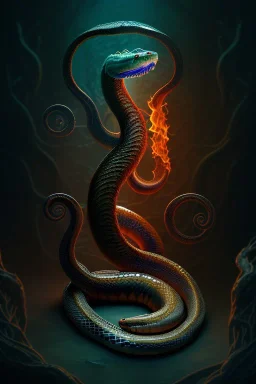 Full body photography of an ethereal Jörmungandr the world snake, Fire theme art, Dark moody night atmosphere, by Michelangelo, 8K, high body details, anatomically perfect body, oak tree roots, ignore NSFW,BILL GATES AS A PET