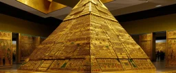 A gold pyramid themed casino painted by Claude Monet