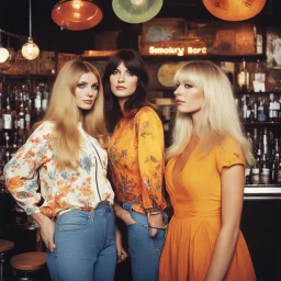 [colour picture: possibilities, one blonde and one brunette] They spoke of the transformative power of words, the need to challenge societal norms, and the responsibility of artists to provoke change. In the sanctuary of the smoky bar, they found solace in their shared vision of a world reborn, where the groovy '60s became a catalyst for revolution, not just in society but within themselves. Together, they vowed to continue their journey, to push boundaries, challenge the status quo, and capture