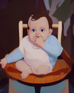 a baby in a colorful setting, disney style