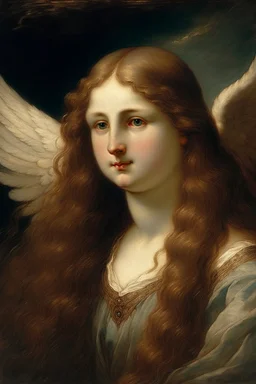 An Angel with long Aubern hair in the style of William Constable