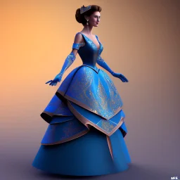 Middle-aged princess in blue dress, 4k, high quality