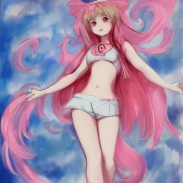 Full body portrait, painting, medium shot lady Style of MahouShoujo
