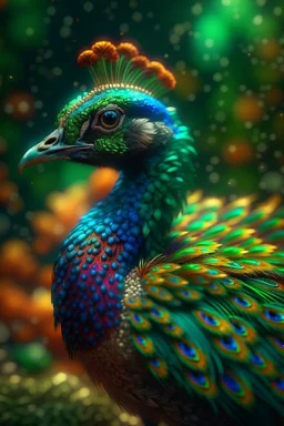 the 4d psychedelic peacock that could trigger epilepsi, rockstar portrait, photo-realistic, shot on Hasselblad h6d-400c, zeiss prime lens, bokeh like f/0.8, tilt-shift lens 8k, high detail, smooth render, down-light, unreal engine 5, cinema 4d, HDR, dust effect,, smoke