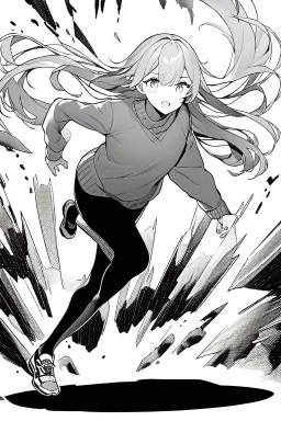 running girl, greyscale