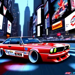 JDM car driving ultra fast speed through new york city