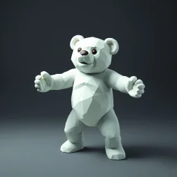 high poly teddy bear fighter with outstretched arms