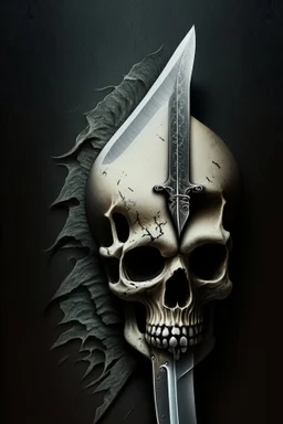 A picture of knife in the Skull