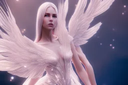 beautiful fairy very etheric , delicate colors, transparent wings, beautiful glamour dress, ultra sharp focus, 8k, unreal engine 5