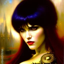 portrait beautiful face Vampirella, busty,ancient metal armor balanciaga fashion clothe painting by gaston bussiere, greg rutkowski, yoji shinkawa, yoshitaka amano, tsutomu nihei, donato giancola, tim hildebrandt, oil on canvas, cinematic composition, extreme detail,fit full head inside picture,16k