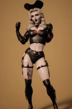 Madonna as evil woman in leather, voluptuous, film noir, dark, low key, hollywood lightning