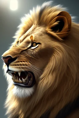 Fusio of Lion and rat, photorealistic, unreal engine, ferocious