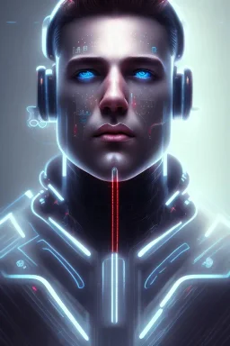 cyberpunk, head, men, portrai, tron