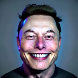 Goofy bucktooth smile on Elon musk