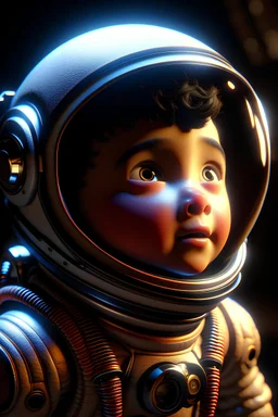 an astronaut boy, cute big circular reflective eyes, Pixar render, unreal engine cinematic smooth, intricate detail