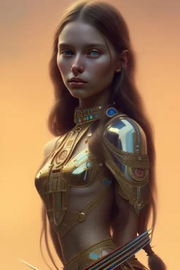 girl, cute, beautiful, Native American, head and shoulders portrait, 8k resolution concept art portrait by Greg Rutkowski, Artgerm, WLOP, Alphonse Mucha dynamic lighting hyperdetailed intricately detailed Splash art trending on Artstation triadic colors Unreal Engine 5 volumetric lighting, long hair, brown eyes, black hair, clean face