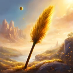 broom. No detailed background.Magical. Epic. Dramatic, highly detailed, digital painting, masterpiece