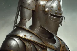 shining medieval knight armor pieces, majestic, great pose, realistic, detailed, metallic, digital painting, Unreal Engine 5