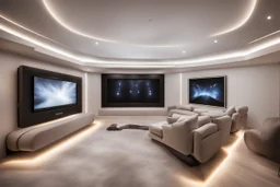 home cinema room with LED lighting in the walls make sure the room is completely symmetrical