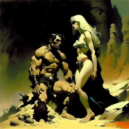 Frazetta . man and a beautifull woman