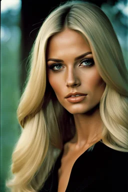 1972: portrait, beauty nude female supermodel, longer blonde hair, beautiful face, beautiful skin, realistic analog photography, middle parting, beautiful like a supermodel from the sixties, beautiful rounder face