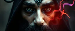 close up portrait of a voodoo transhumanism witchcraft inside double mirror soul gate