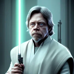 Hyper realistic jedi mark hamill Star Wars, accurate details, render, cinematic lighting