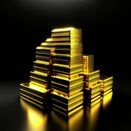 Gold bars arranged in a pyramid shape