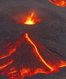 Christmas tree surrounded by lava in a volcano