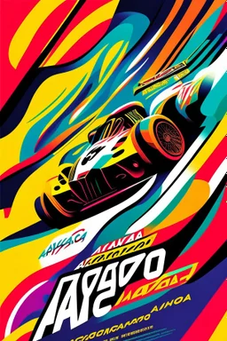 "I'm looking for a visually striking poster for the 'Achayo Motorsport Extravaganza.' The main focus should be a high-performance race car prominently featuring the 'Achayo' logo. The color palette should be vibrant and energetic, with dynamic elements like racing tracks or speed lines to convey motion. Include cheering crowds or spectators in the background to amplify the excitement. Use bold typography for the event name and incorporate checkered flags, racing helmets, and other motorsport-rel