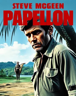 Steve McQueen), from the movie "Papillon" in French Guiana with Louis Dega (Dustin Hoffman), movie poster
