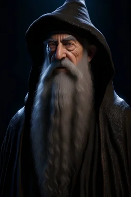 a cruel and sadistic old wizard, tall and thin old wizard with a long, white beard. He has sharp, beady eyes and a cruel smile. He is always dressed in black robes. unreal engine 5, concept art, art station, god lights, ray tracing, RTX, lumen lighting, ultra detail, volumetric lighting, 3d, scribbly, sketch