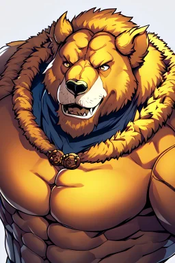 Portrait of a humanoid muscular bear crossed with zoro from the one piece anime