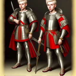 12 year old blonde boy, fullbody, medieval