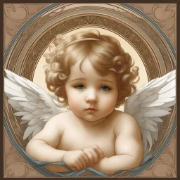 Alphonse Mucha-style image of baby Angel
