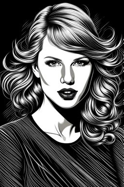 portrait of taylor swift vector black and white